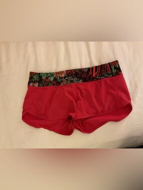 lululemon athletica Pink Athletic Shorts with Floral Waistband